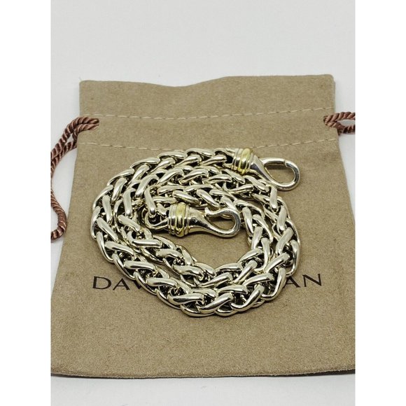DAVID YURMAN Wheat Link Necklace Sterling Silver + 14k Gold16” 88.9 Grams
